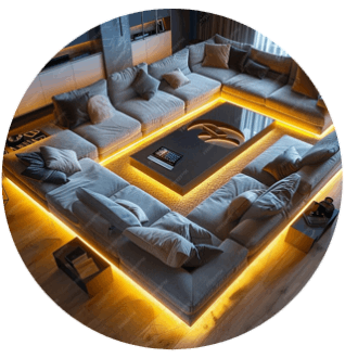 Moderne Wohnzimmer mit LED-Lichtern